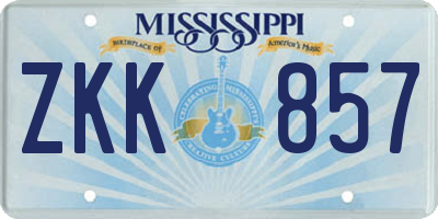 MS license plate ZKK857