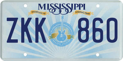 MS license plate ZKK860