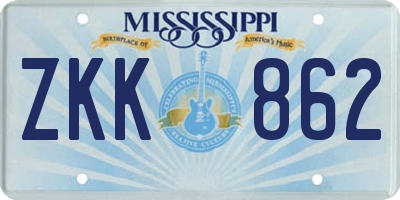 MS license plate ZKK862