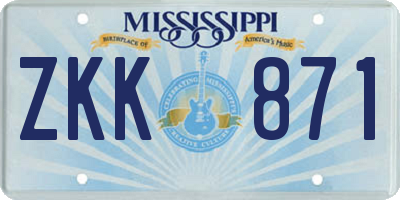MS license plate ZKK871