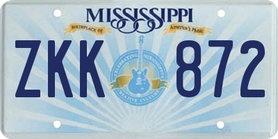 MS license plate ZKK872