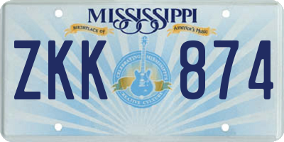MS license plate ZKK874
