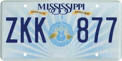 MS license plate ZKK877