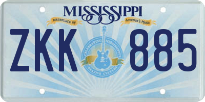 MS license plate ZKK885