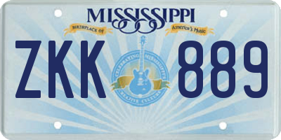 MS license plate ZKK889