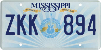 MS license plate ZKK894