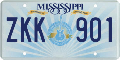 MS license plate ZKK901