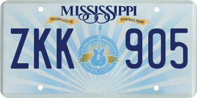 MS license plate ZKK905
