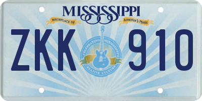MS license plate ZKK910