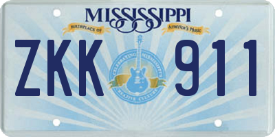 MS license plate ZKK911