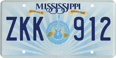 MS license plate ZKK912