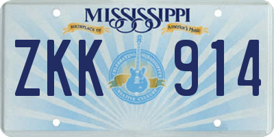 MS license plate ZKK914