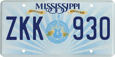 MS license plate ZKK930
