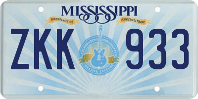 MS license plate ZKK933