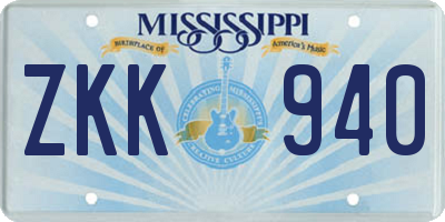 MS license plate ZKK940