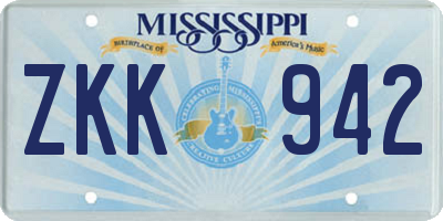 MS license plate ZKK942