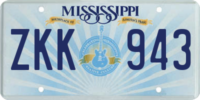 MS license plate ZKK943