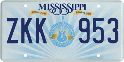 MS license plate ZKK953