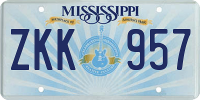 MS license plate ZKK957
