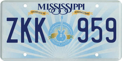 MS license plate ZKK959
