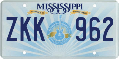 MS license plate ZKK962