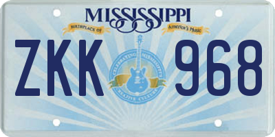 MS license plate ZKK968