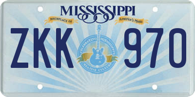 MS license plate ZKK970