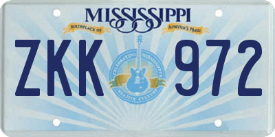 MS license plate ZKK972