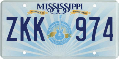 MS license plate ZKK974