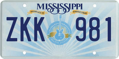 MS license plate ZKK981