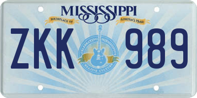 MS license plate ZKK989