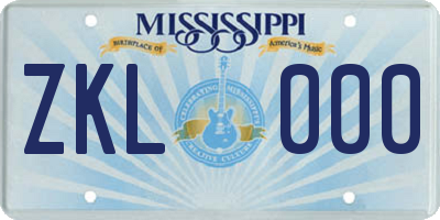 MS license plate ZKL000