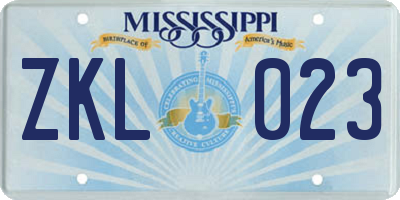 MS license plate ZKL023