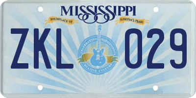 MS license plate ZKL029