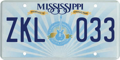 MS license plate ZKL033