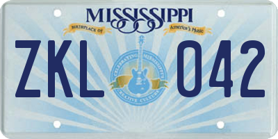 MS license plate ZKL042