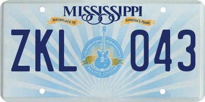 MS license plate ZKL043