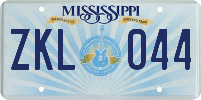 MS license plate ZKL044