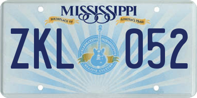 MS license plate ZKL052