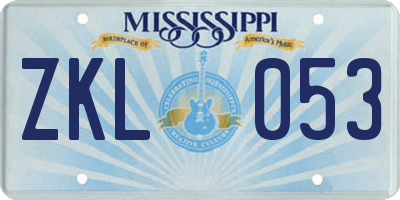 MS license plate ZKL053