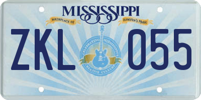 MS license plate ZKL055