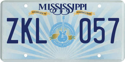 MS license plate ZKL057