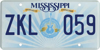 MS license plate ZKL059
