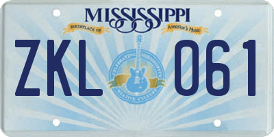 MS license plate ZKL061