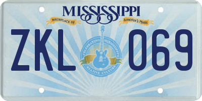 MS license plate ZKL069