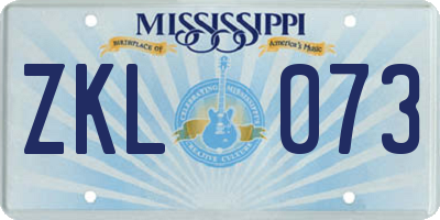 MS license plate ZKL073
