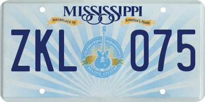 MS license plate ZKL075