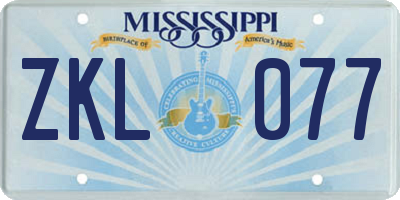 MS license plate ZKL077