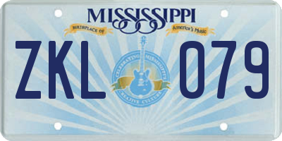 MS license plate ZKL079