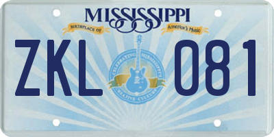 MS license plate ZKL081